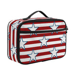 Red Striped USA Star Pattern Print Portable Lunch Bag