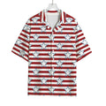 Red Striped USA Star Pattern Print Rayon Hawaiian Shirt