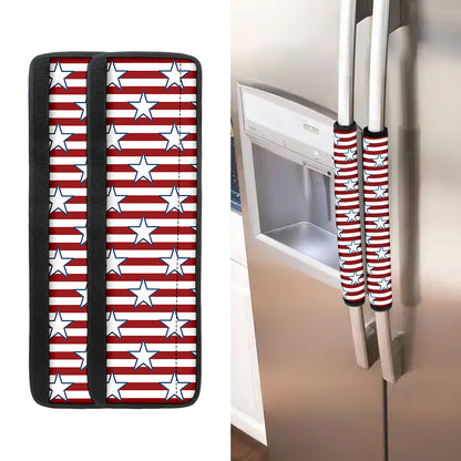 Red Striped USA Star Pattern Print Refrigerator Handle Covers
