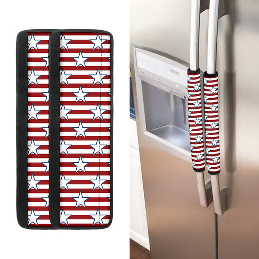 Red Striped USA Star Pattern Print Refrigerator Handle Covers