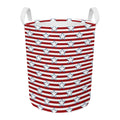 Red Striped USA Star Pattern Print Round Laundry Basket