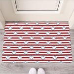Red Striped USA Star Pattern Print Rubber Doormat