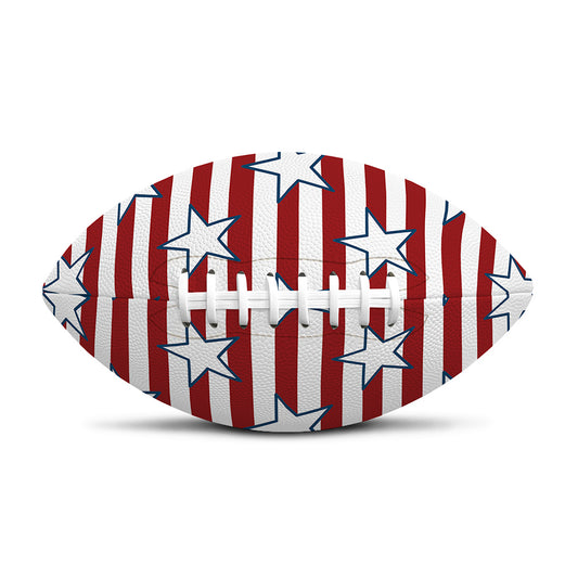 Red Striped USA Star Pattern Print Rugby Ball