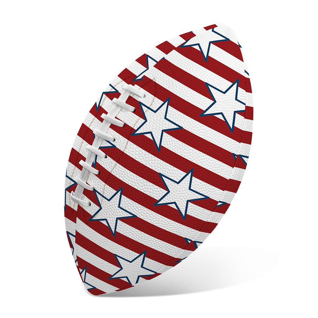 Red Striped USA Star Pattern Print Rugby Ball