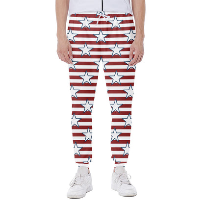 Red Striped USA Star Pattern Print Scuba Joggers