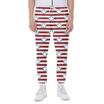 Red Striped USA Star Pattern Print Scuba Joggers