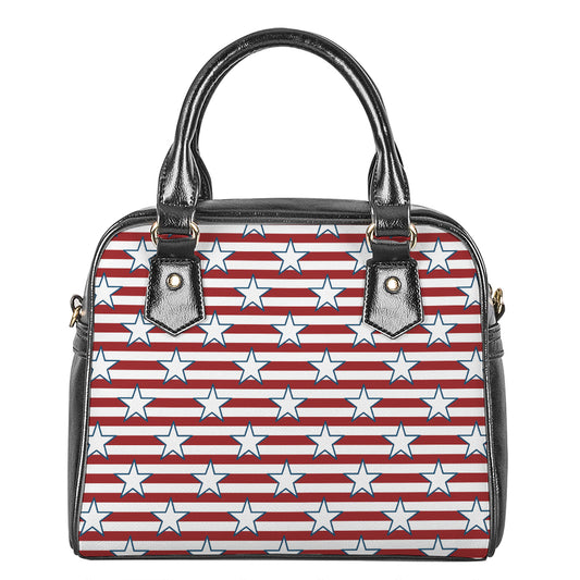 Red Striped USA Star Pattern Print Shoulder Handbag