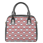 Red Striped USA Star Pattern Print Shoulder Handbag