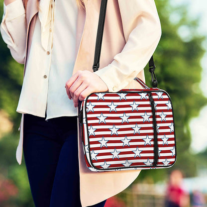 Red Striped USA Star Pattern Print Shoulder Strap Bible Bag