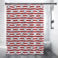 Red Striped USA Star Pattern Print Shower Curtain