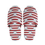 Red Striped USA Star Pattern Print Slippers