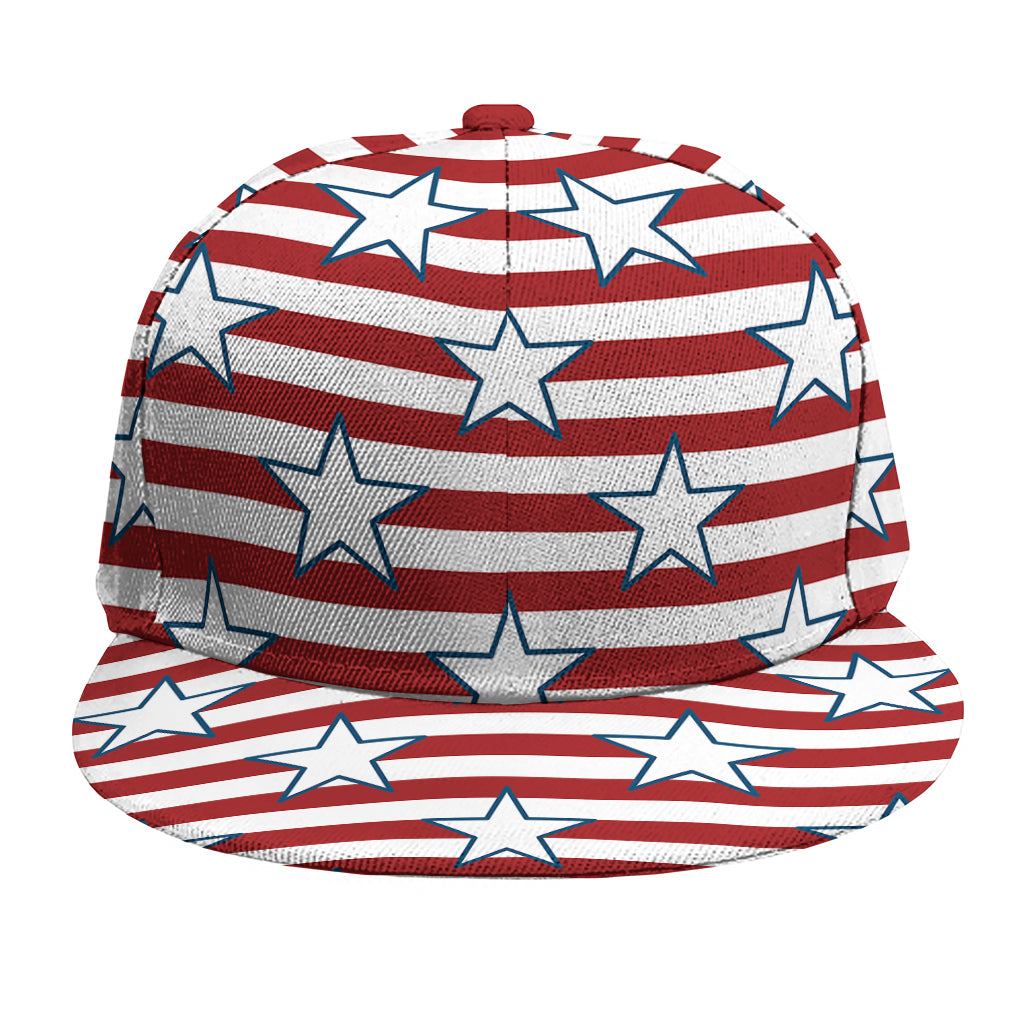 Red Striped USA Star Pattern Print Snapback Cap