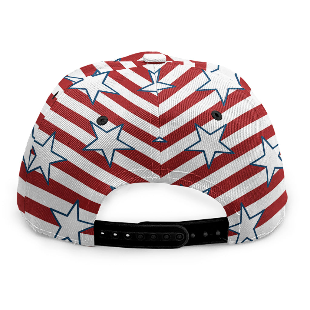 Red Striped USA Star Pattern Print Snapback Cap