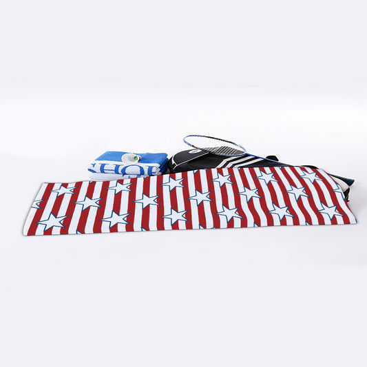 Red Striped USA Star Pattern Print Sports Towel