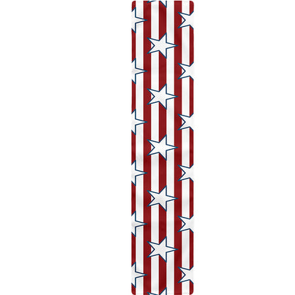 Red Striped USA Star Pattern Print Table Runner