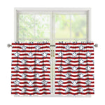 Red Striped USA Star Pattern Print Tier Curtains