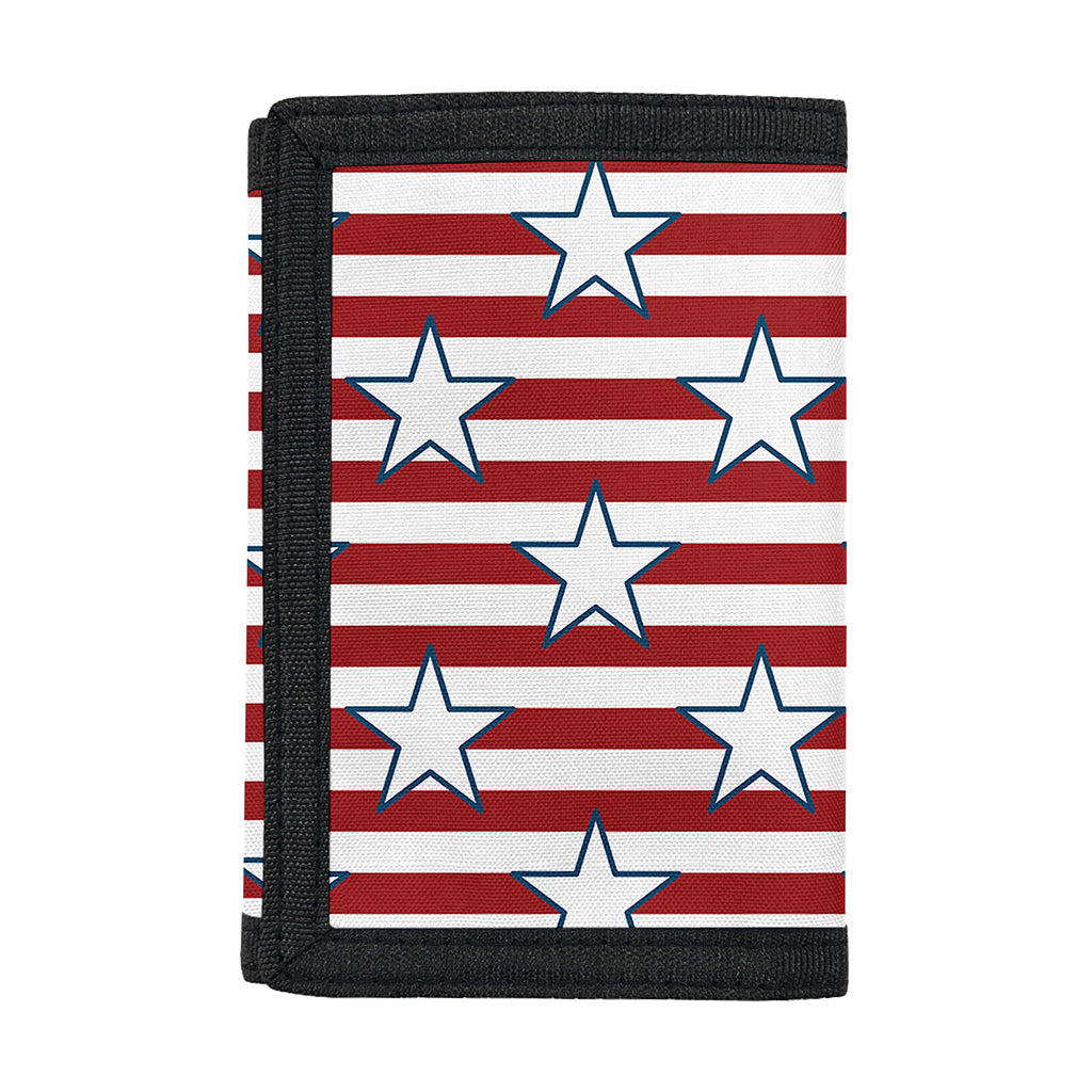 Red Striped USA Star Pattern Print Trifold Wallet