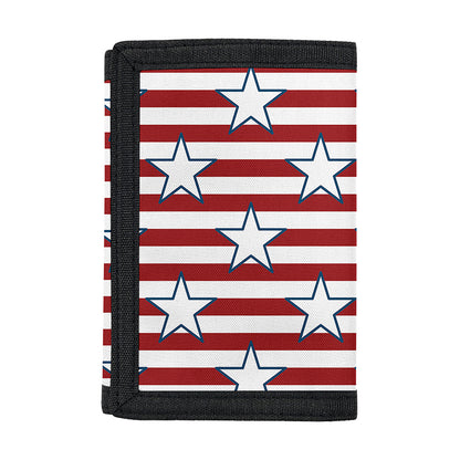 Red Striped USA Star Pattern Print Trifold Wallet