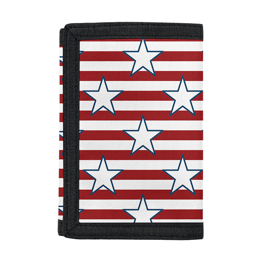 Red Striped USA Star Pattern Print Trifold Wallet
