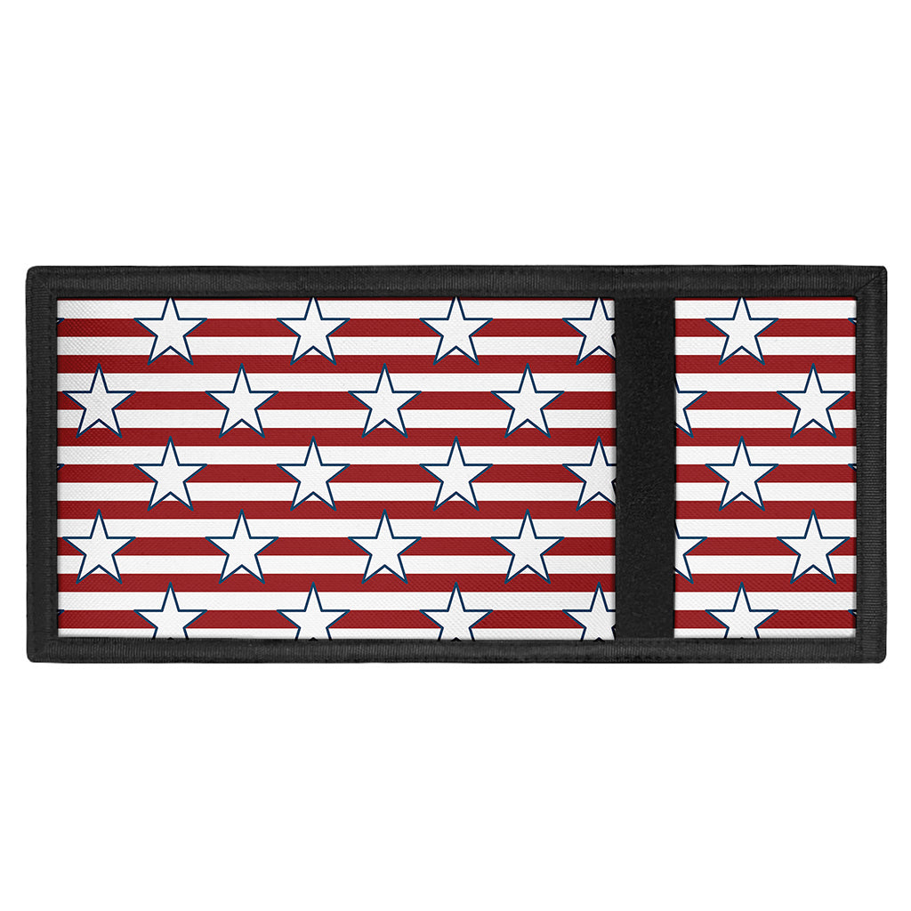 Red Striped USA Star Pattern Print Trifold Wallet