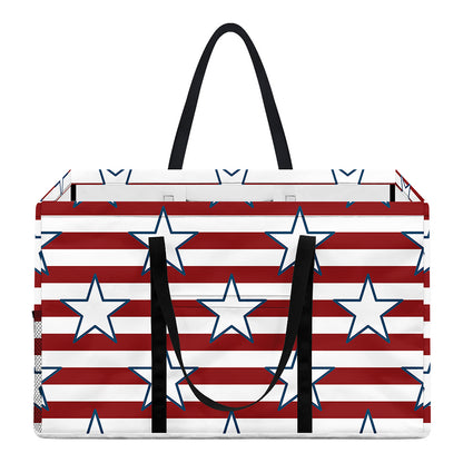 Red Striped USA Star Pattern Print Utility Tote Bag