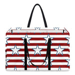 Red Striped USA Star Pattern Print Utility Tote Bag