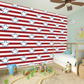 Red Striped USA Star Pattern Print Wall Sticker