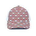 Red Striped USA Star Pattern Print White Mesh Trucker Hat