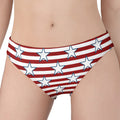 Red Striped USA Star Pattern Print Women's Panties
