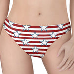 Red Striped USA Star Pattern Print Women's Thong