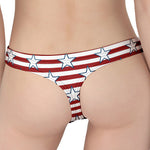 Red Striped USA Star Pattern Print Women's Thong