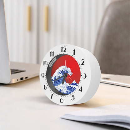 Red Sun Japanese Wave Print Alarm Clock