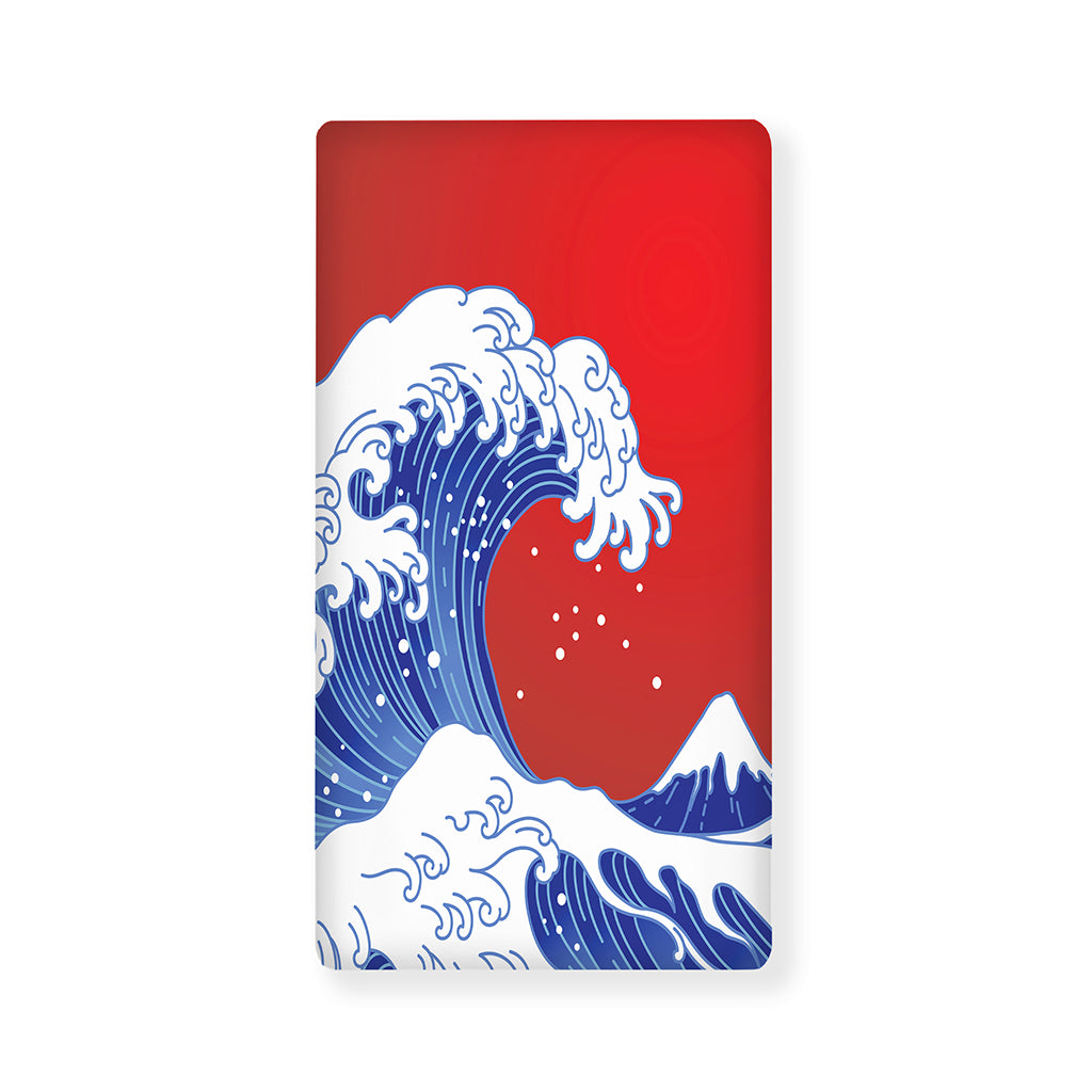 Red Sun Japanese Wave Print Baby Crib Sheet