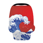 Red Sun Japanese Wave Print Baby Seat Cover