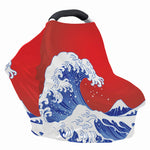 Red Sun Japanese Wave Print Baby Seat Cover
