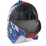 Red Sun Japanese Wave Print Backpack