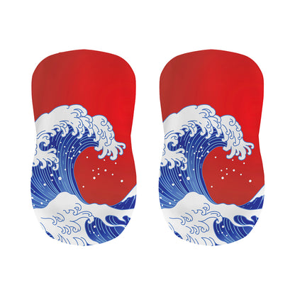 Red Sun Japanese Wave Print Bar Stool Covers