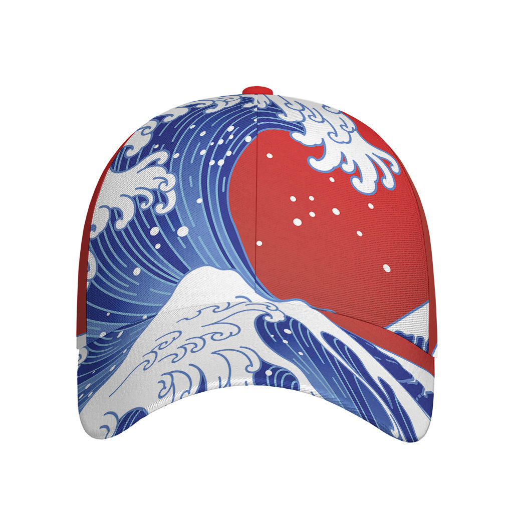 Red Sun Japanese Wave Print Baseball Cap