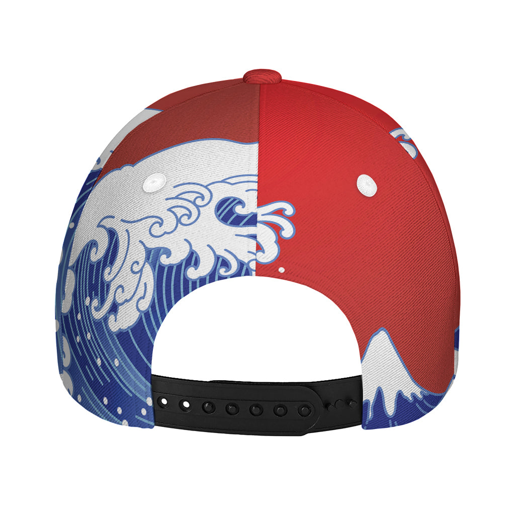 Red Sun Japanese Wave Print Baseball Cap