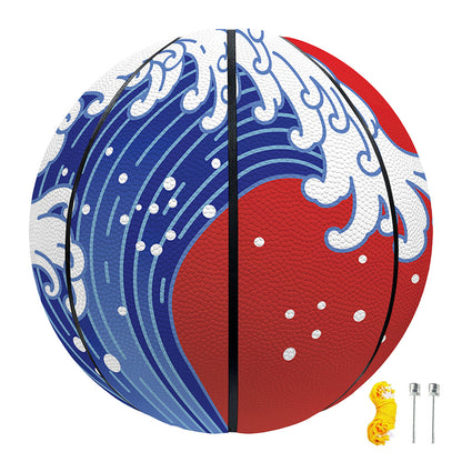 Red Sun Japanese Wave Print Basketball