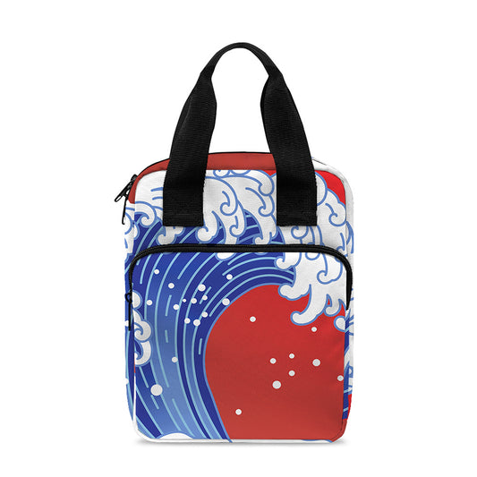 Red Sun Japanese Wave Print Bible Tote Bag