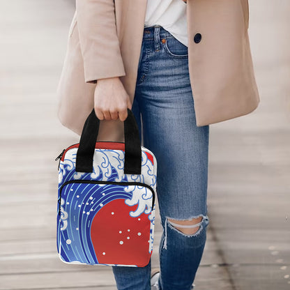 Red Sun Japanese Wave Print Bible Tote Bag