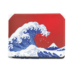 Red Sun Japanese Wave Print Bifold Wallet