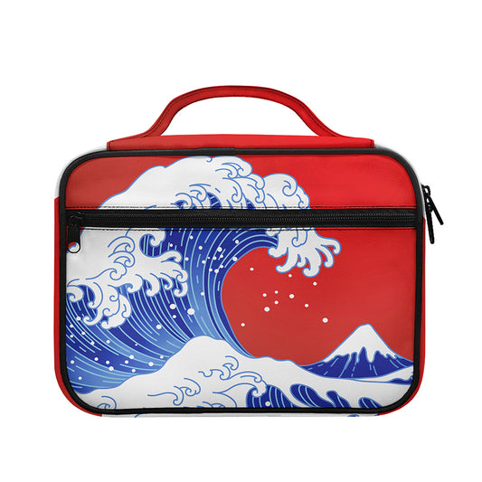 Red Sun Japanese Wave Print Briefcase Bible Bag