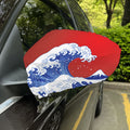 Red Sun Japanese Wave Print Car Side Mirror Covers