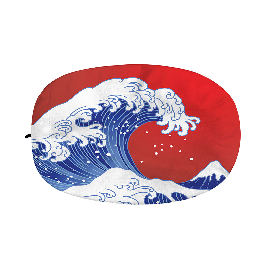 Red Sun Japanese Wave Print Car Side Mirror Covers