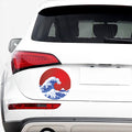 Red Sun Japanese Wave Print Car Sticker