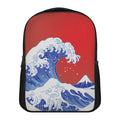 Red Sun Japanese Wave Print Casual Backpack