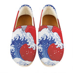 Red Sun Japanese Wave Print Casual Shoes