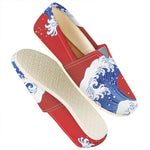 Red Sun Japanese Wave Print Casual Shoes